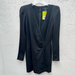 French connection black jersey mini V-neck dress size 8